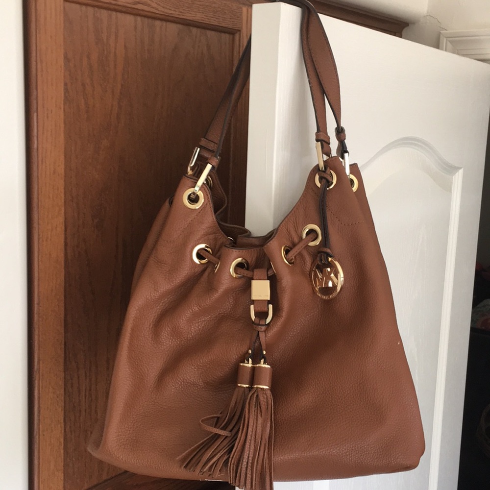 Michael Kors tasseled handbag, brown with gold